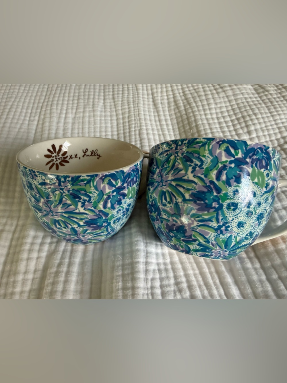 Lilly Pulitzer Blue, Green & Lavender Floral Ceramic Mug (set of 2)